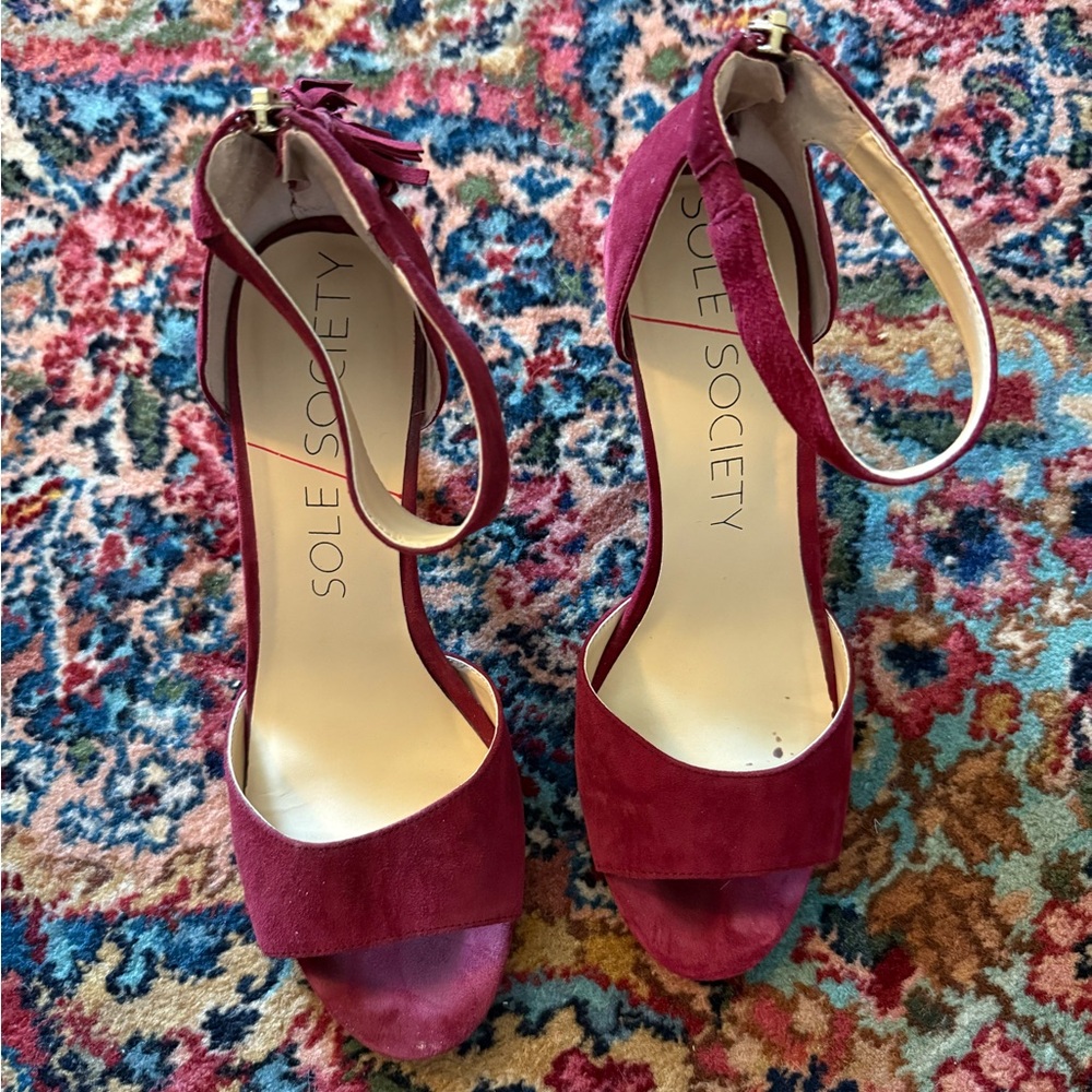 Sole Society Burgundy Heeled Sandals